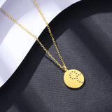 CZ Necklace Round Charm Silver 14K Pendant Chain for Women
