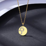 CZ Necklace Round Charm Silver 14K Pendant Chain for Women