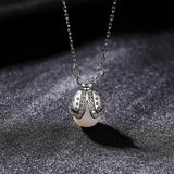 Ladybug Pendant & Necklace With Natural Pearls 925 Sterling Silver Gift