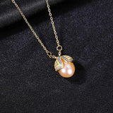 Ladybug Pendant & Necklace With Natural Pearls 925 Sterling Silver Gift