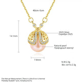 Ladybug Pendant & Necklace With Natural Pearls 925 Sterling Silver Gift