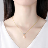 Sloth Animal Pearl Necklace 925 Silver Pendant Women Jewelry