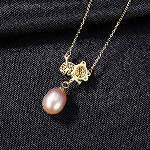 Sloth Animal Pearl Necklace 925 Silver Pendant Women Jewelry