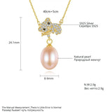 Sloth Animal Pearl Necklace 925 Silver Pendant Women Jewelry