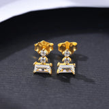 925 Silver CZ Geometrical Stud Earrings