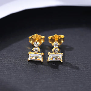 925 Silver CZ Geometrical Stud Earrings