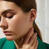 925 Silver CZ Geometrical Stud Earrings