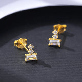 925 Silver CZ Geometrical Stud Earrings