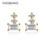 925 Silver CZ Geometrical Stud Earrings