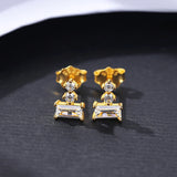 925 Silver CZ Geometrical Stud Earrings