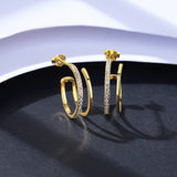 CZ Hoop Earrings Geometric 925 Sterling Silver Round Hoops Girls Jewelry