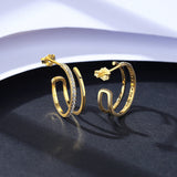CZ Hoop Earrings Geometric 925 Sterling Silver Round Hoops Girls Jewelry