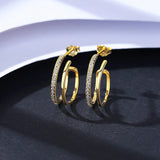 CZ Hoop Earrings Geometric 925 Sterling Silver Round Hoops Girls Jewelry