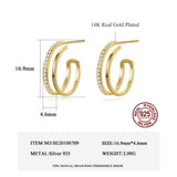 CZ Hoop Earrings Geometric 925 Sterling Silver Round Hoops Girls Jewelry