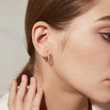 CZ Hoop Earrings Geometric 925 Sterling Silver Round Hoops Girls Jewelry