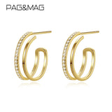 CZ Hoop Earrings Geometric 925 Sterling Silver Round Hoops Girls Jewelry
