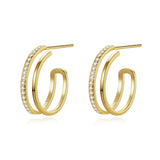 CZ Hoop Earrings Geometric 925 Sterling Silver Round Hoops Girls Jewelry