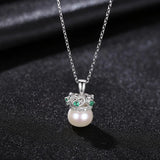 Heart Crown Natural Pearls Pendant Necklace 925 Sterling Silver Statement Gift