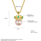 Heart Crown Natural Pearls Pendant Necklace 925 Sterling Silver Statement Gift