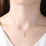 Minimalism Cross 925 Sterling Silver Pendant Necklace For Women Statement Gift