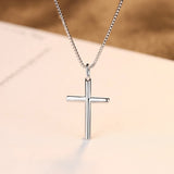 Minimalism Cross 925 Sterling Silver Pendant Necklace For Women Statement Gift