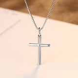 Minimalism Cross 925 Sterling Silver Pendant Necklace For Women Statement Gift