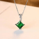 Natural Emerald Pendant Sterling Silver Choker Necklace