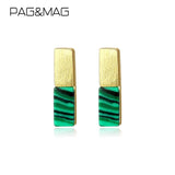 925 Sterling Silver Bar Stud Earring Green Malachite Earrings 925 Jewelry