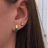 925 Sterling Silver Bar Stud Earring Green Malachite Earrings 925 Jewelry