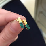 925 Sterling Silver Bar Stud Earring Green Malachite Earrings 925 Jewelry