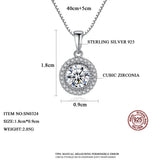 925 Silver Zircon Necklace Round CZ Pendant Women Wedding Jewelry