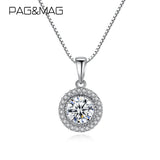 925 Silver Zircon Necklace Round CZ Pendant Women Wedding Jewelry