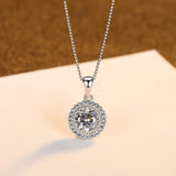 925 Silver Zircon Necklace Round CZ Pendant Women Wedding Jewelry