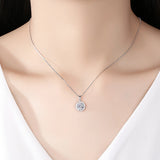 925 Silver Zircon Necklace Round CZ Pendant Women Wedding Jewelry