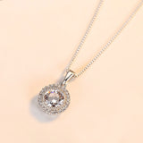 925 Silver Zircon Necklace Round CZ Pendant Women Wedding Jewelry