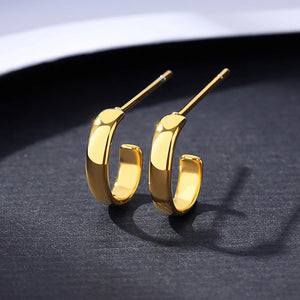 925 Silver Hoop Earrings Half Circle Geometrical Vintage Jewelry