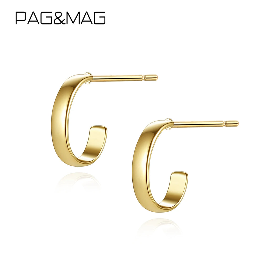 925 Silver Hoop Earrings Half Circle Geometrical Vintage Jewelry