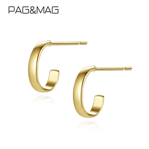 925 Silver Hoop Earrings Half Circle Geometrical Vintage Jewelry