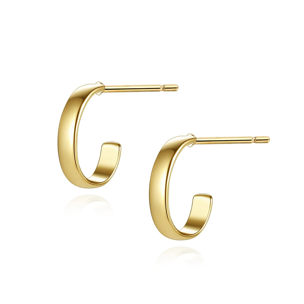 925 Silver Hoop Earrings Half Circle Geometrical Vintage Jewelry