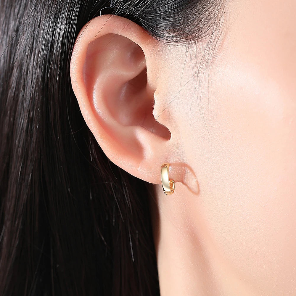 925 Silver Hoop Earrings Half Circle Geometrical Vintage Jewelry