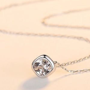 Cubic Zirconia Pendant Necklace 925 Sterling Silver Chain Crystal Jewelry
