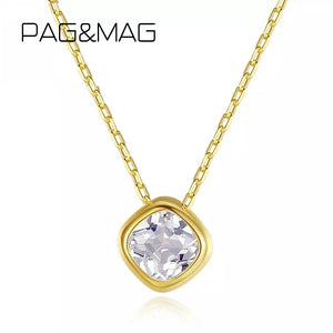 Cubic Zirconia Pendant Necklace 925 Sterling Silver Chain Crystal Jewelry