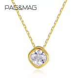 Cubic Zirconia Pendant Necklace 925 Sterling Silver Chain Crystal Jewelry
