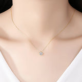 Cubic Zirconia Pendant Necklace 925 Sterling Silver Chain Crystal Jewelry