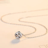 Cubic Zirconia Pendant Necklace 925 Sterling Silver Chain Crystal Jewelry