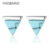 925 Silver Turquoise Stud Earrings Women Wedding Fine Jewelry Gift