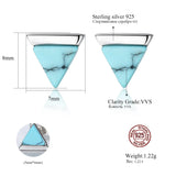 925 Silver Turquoise Stud Earrings Women Wedding Fine Jewelry Gift