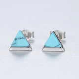 925 Silver Turquoise Stud Earrings Women Wedding Fine Jewelry Gift