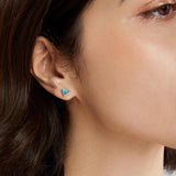 925 Silver Turquoise Stud Earrings Women Wedding Fine Jewelry Gift
