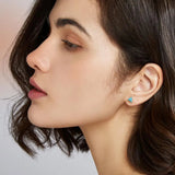 925 Silver Turquoise Stud Earrings Women Wedding Fine Jewelry Gift
